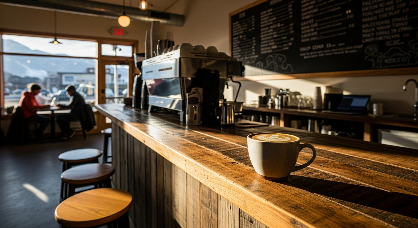 A pour-over coffee being prepared at a Bozeman coffee shop