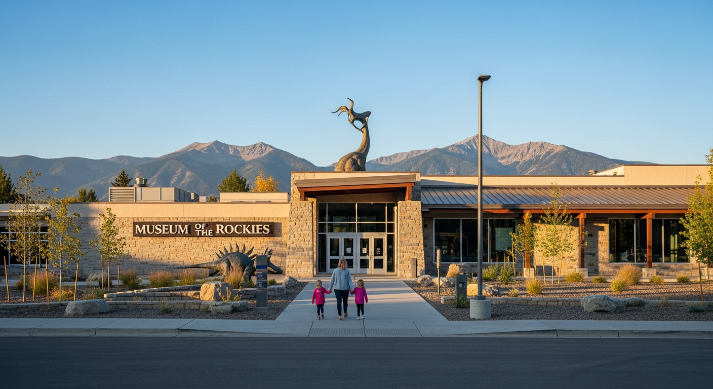 Dinosaur skeleton exhibit at the Museum of the Rockies in Bozeman
